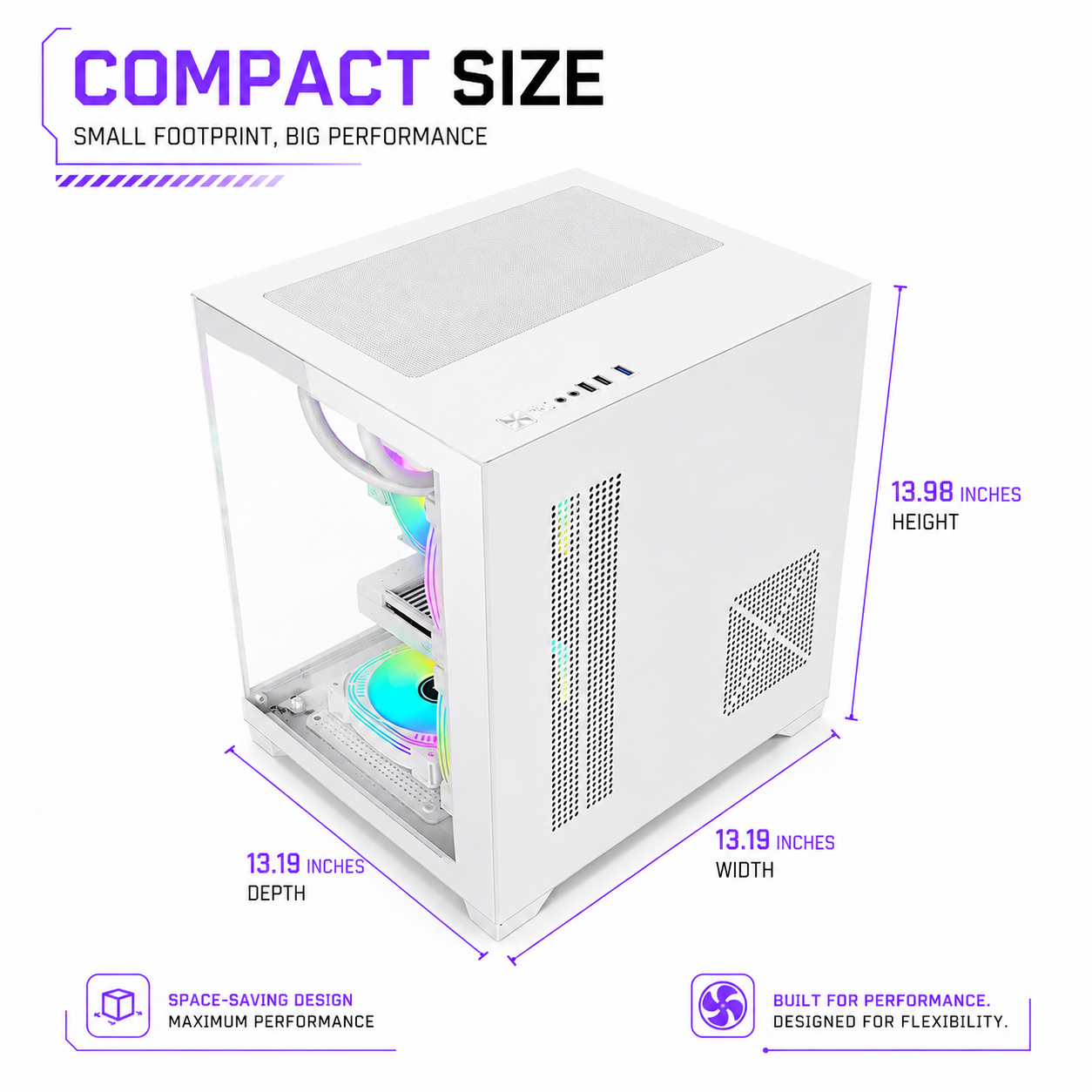 CUBEX MATX ARGB GAMING PC CASE - WHITE