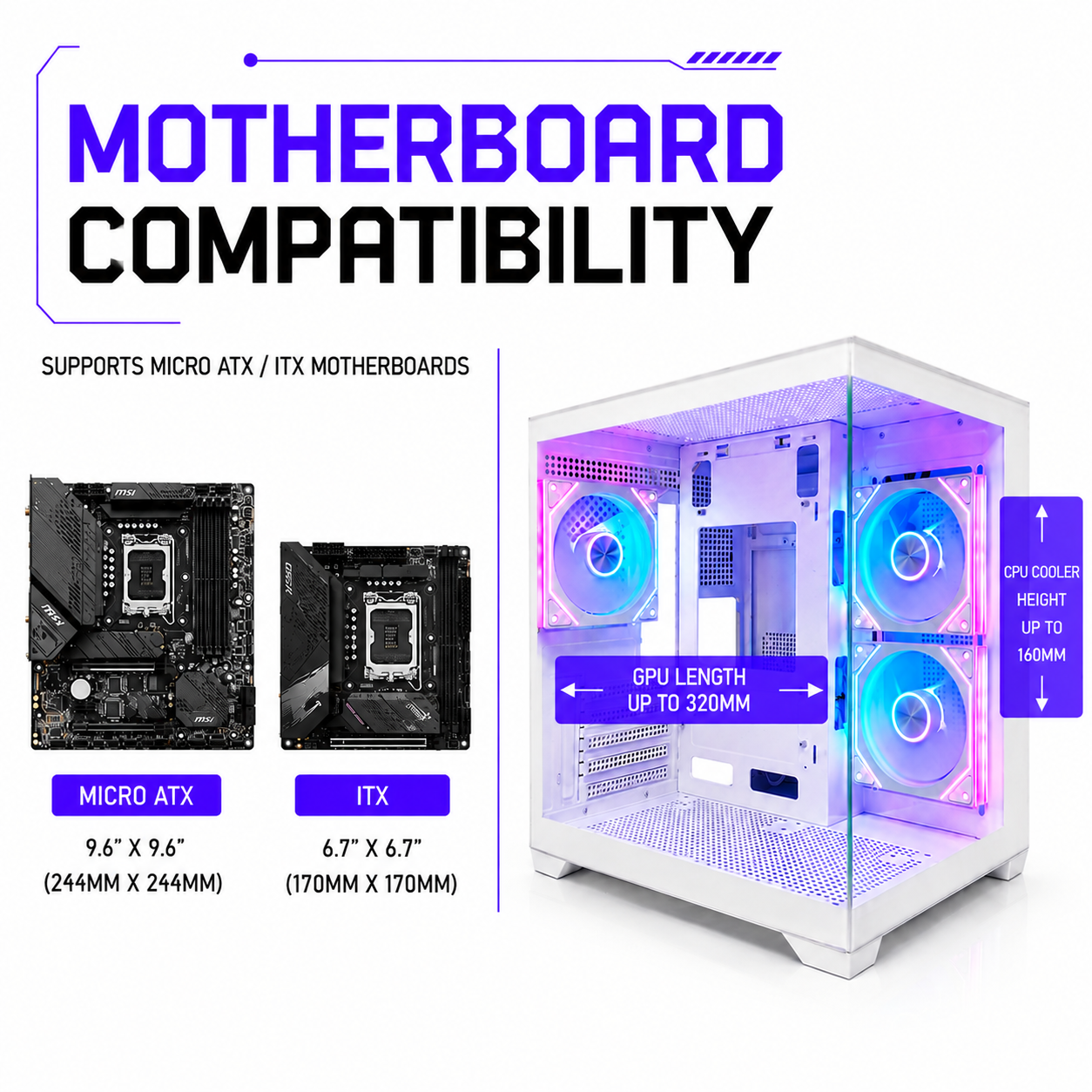 CUBEX MATX ARGB GAMING PC CASE - WHITE