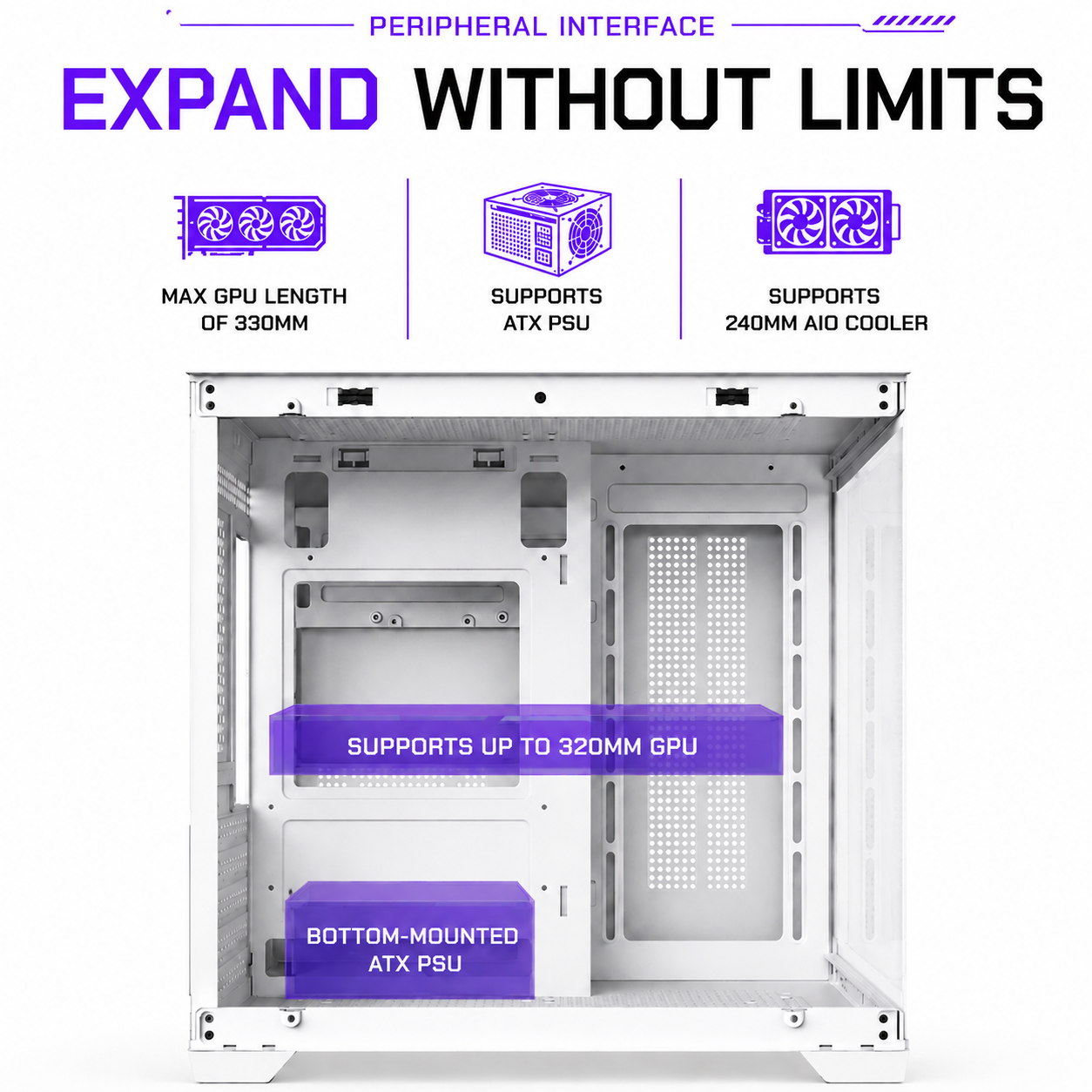 CUBEX MATX ARGB GAMING PC CASE - WHITE